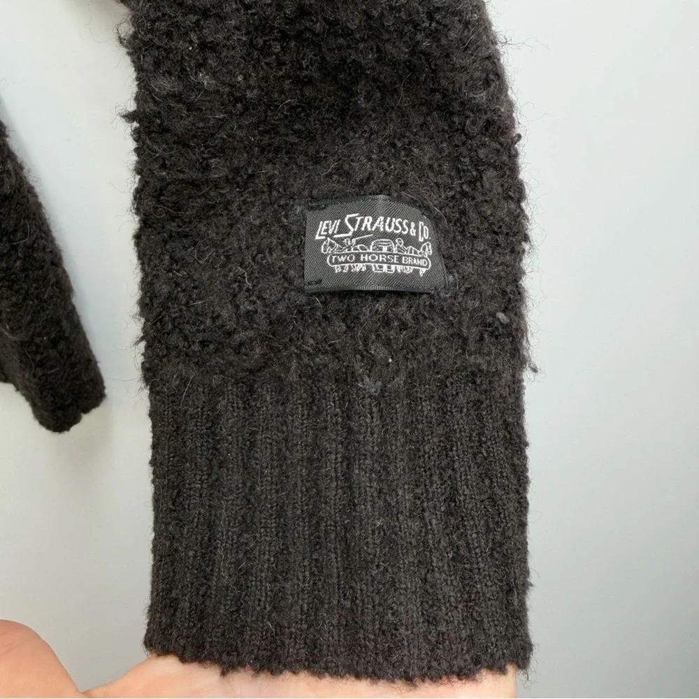 Levi’s Coit Boxy Cardigan Men’s Small Wool Alpaca Bouclé Black NWT Relaxed